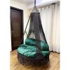 Obsidian Opulence: 50Lx50Wx72H-Inch Black Macrame Swing Chair with 170kg Weight Capacity