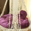 Heavenly Harmony: 50Lx50Wx72H-Inch Off-White Macrame Swing Chair